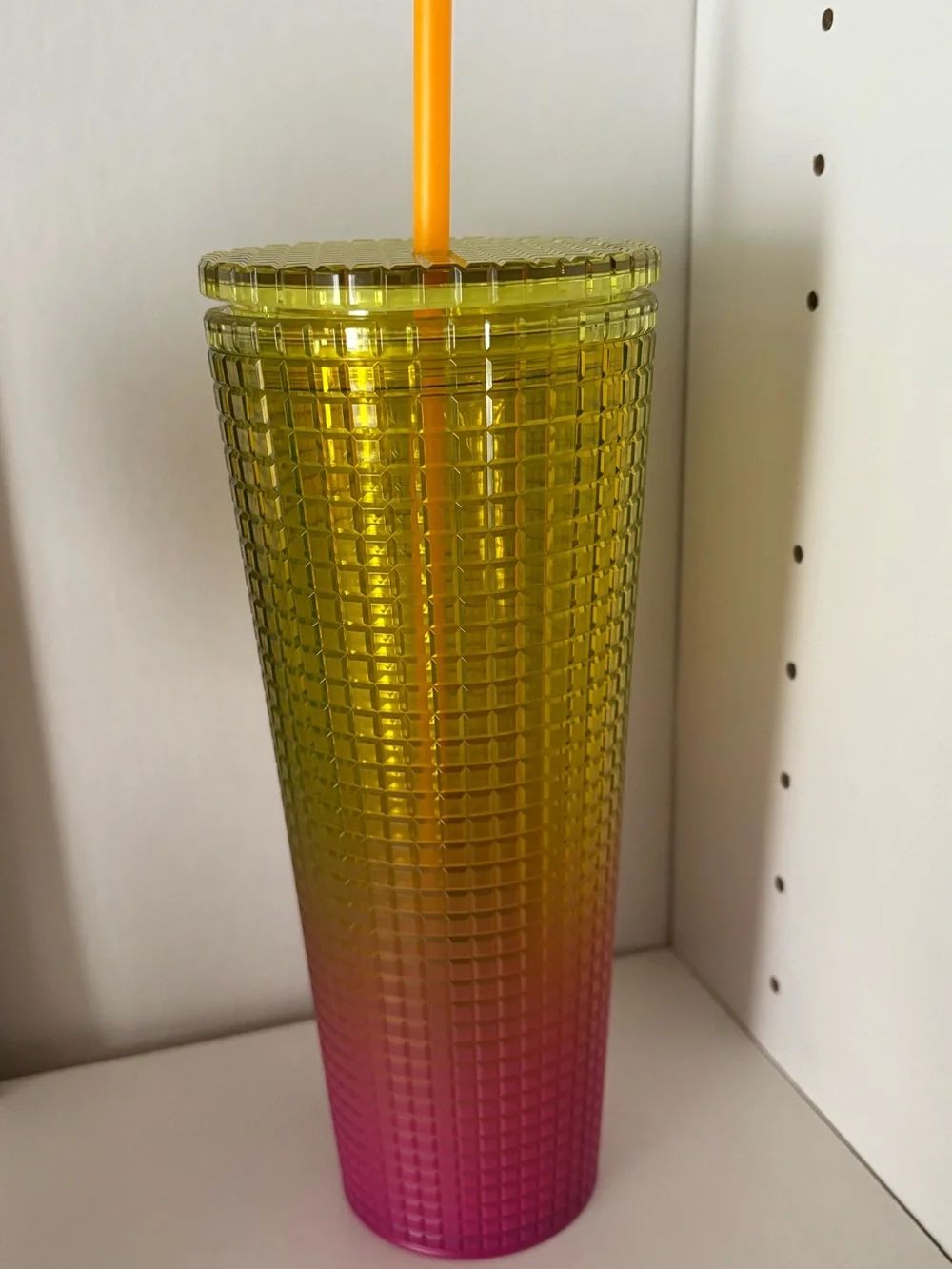 Starbucks Sunset Yellow to Pink 2022 Studded Tumbler with Straw - EUC 24OZ